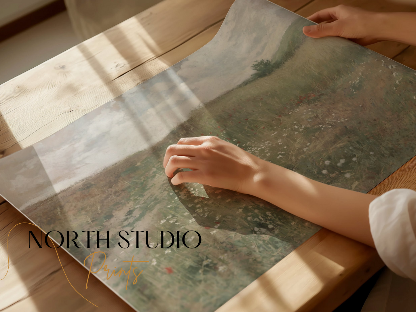 Premium Poster of Serene Countryside Landscape With Wildflowers Posters