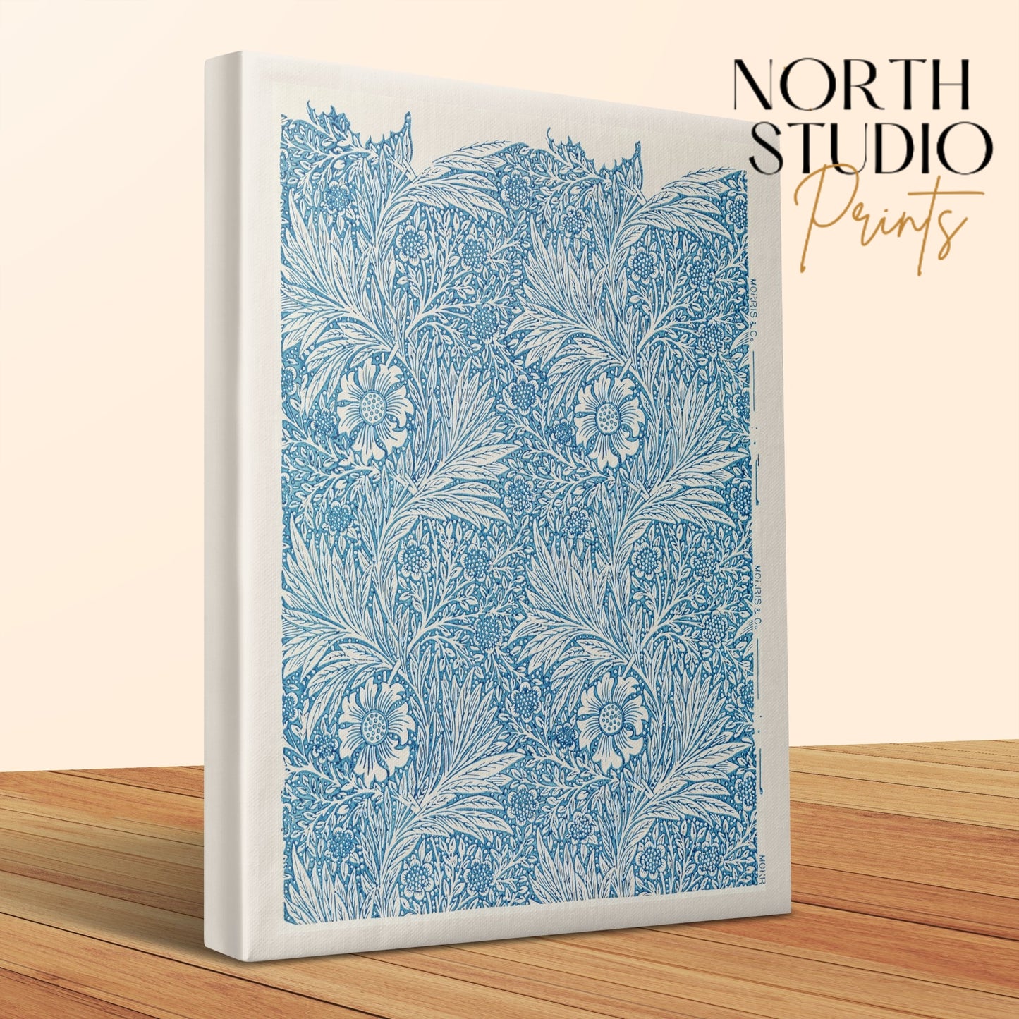 Premium Poster of William Morris Floral Pattern Blue Canvas Wraps