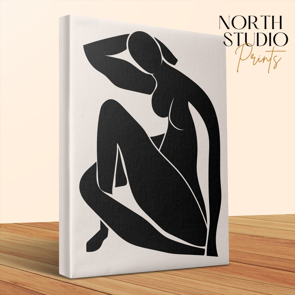 Premium Poster of Abstract Black Silhouette Feminine Design Canvas Wraps
