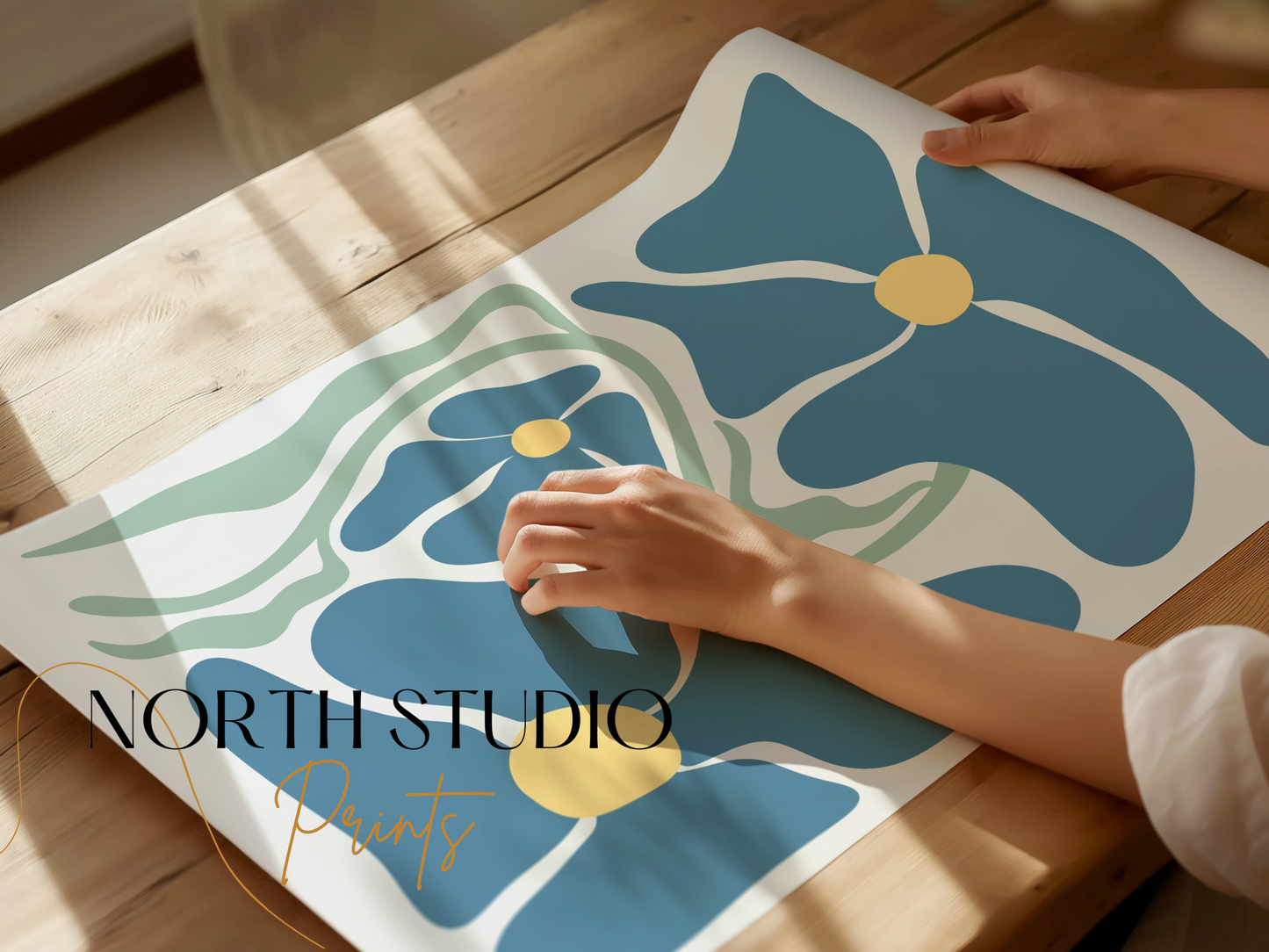 Premium Poster of Abstract Blue Floral Art Print Posters