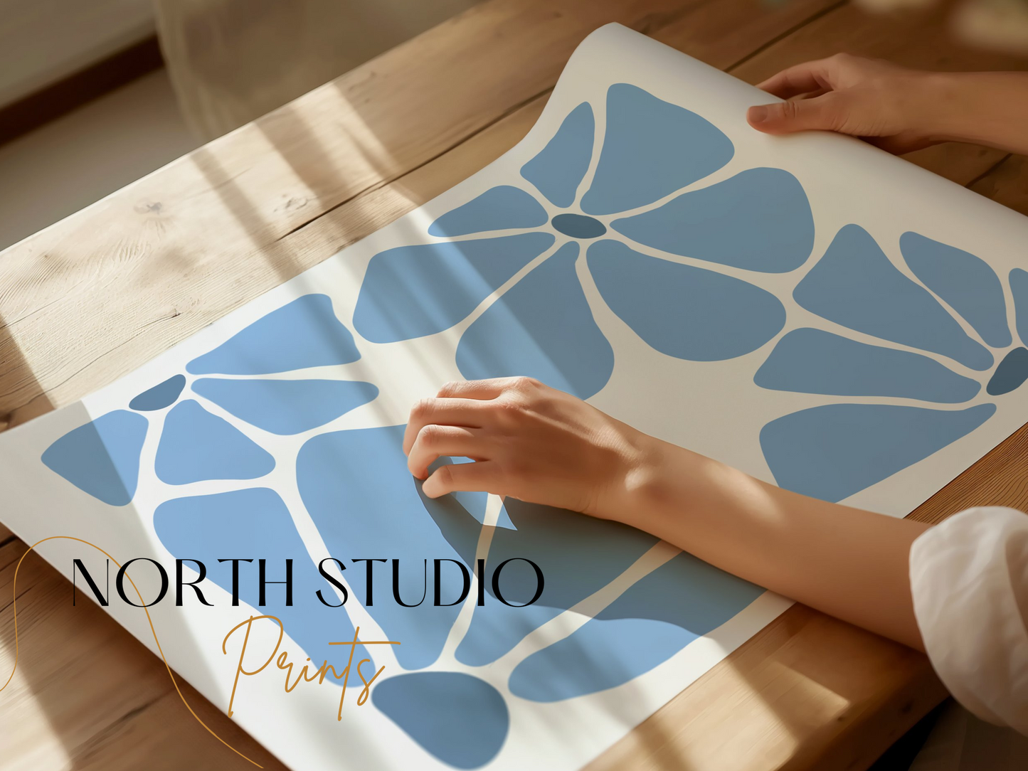 Premium Poster of Abstract Blue Petals Minimalist Design Art Posters