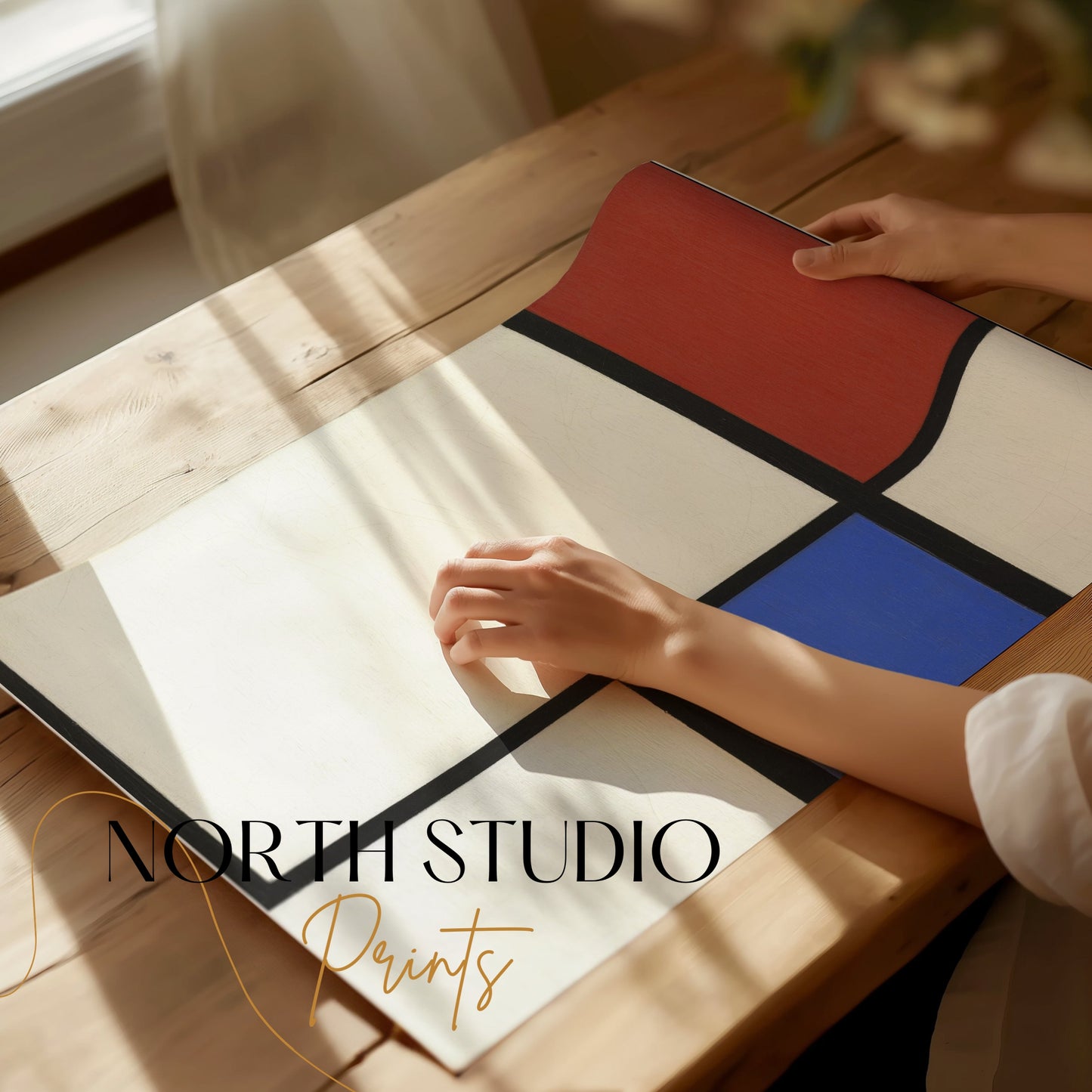 Premium Poster of Abstract Geometric Design with Red and Blue Posters