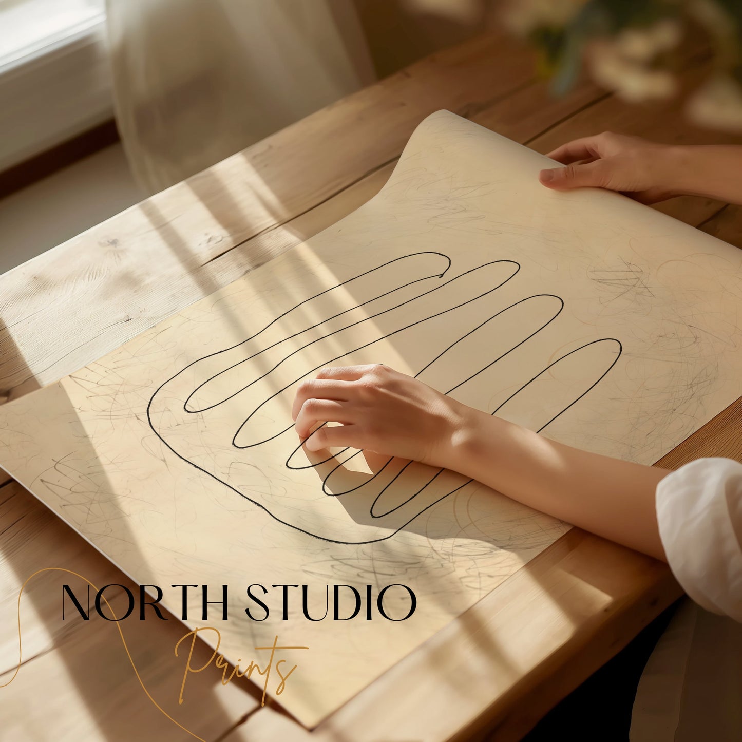 Premium Poster of Abstract Line Art with Neutral Background Posters