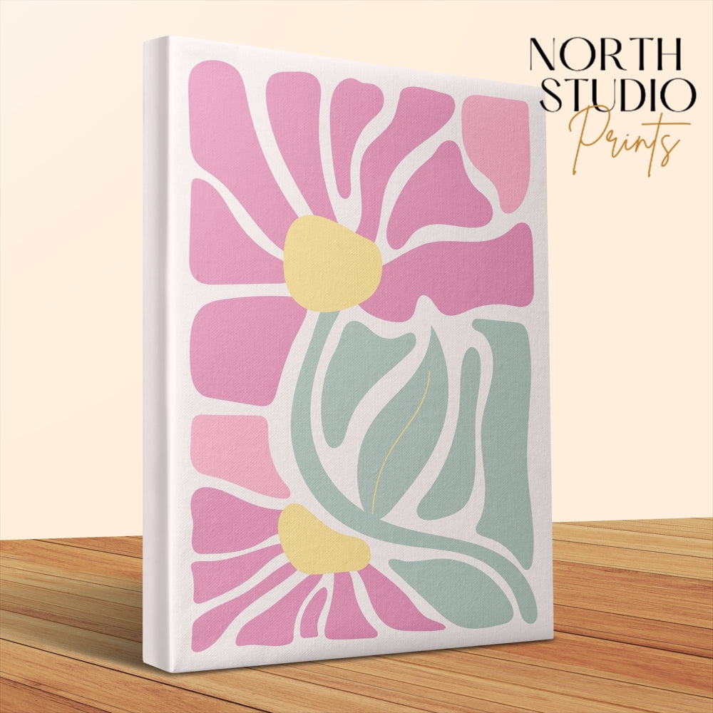 Premium Poster of Abstract Pink Blossoms Floral Canvas Wraps