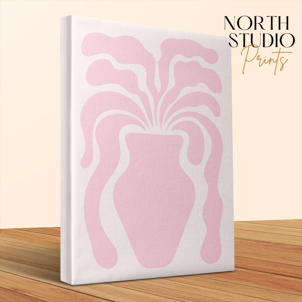 Premium Poster of Abstract Pink Floral Vase Art Canvas Wraps