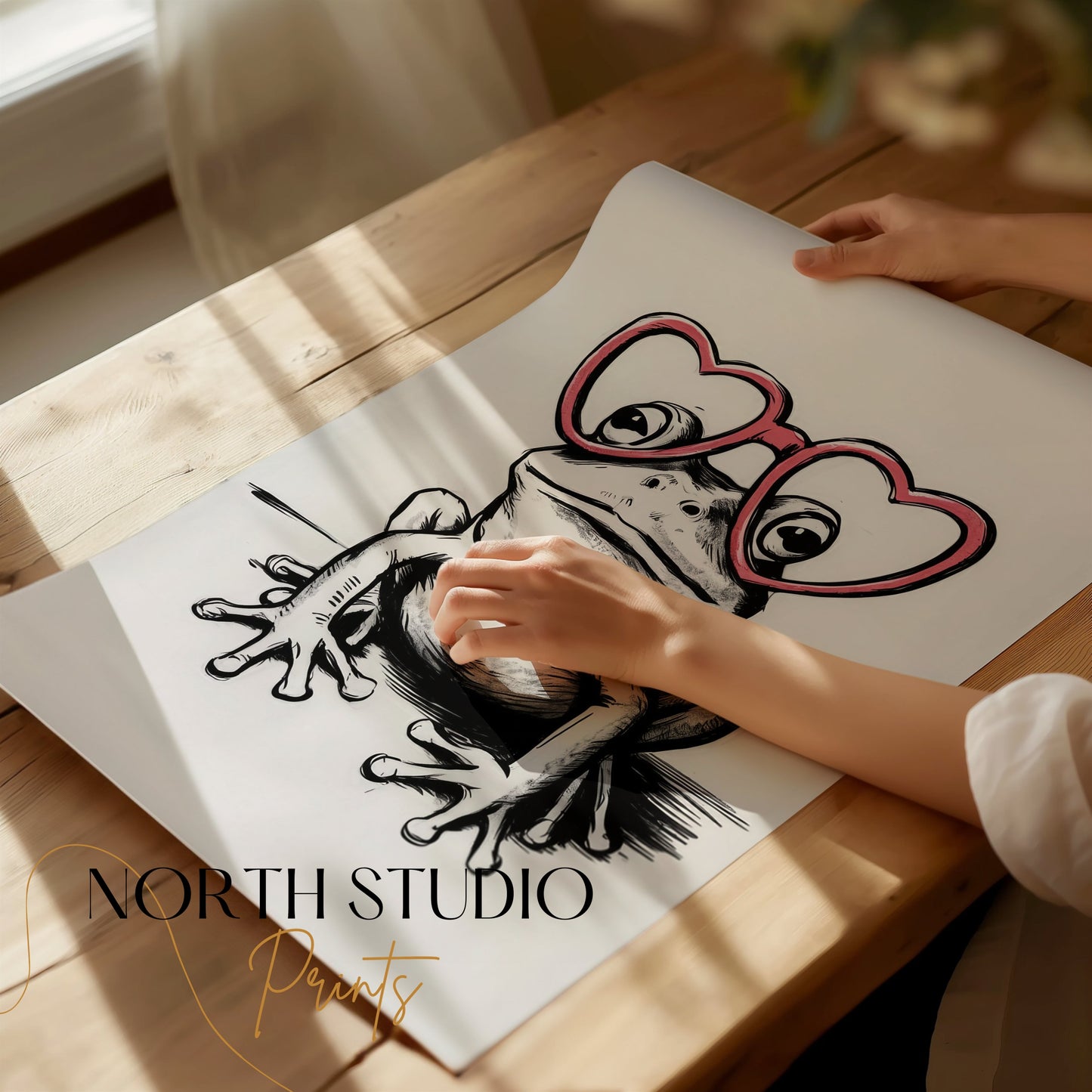 Premium Poster of Adorable Frog With Heart Glasses Posters