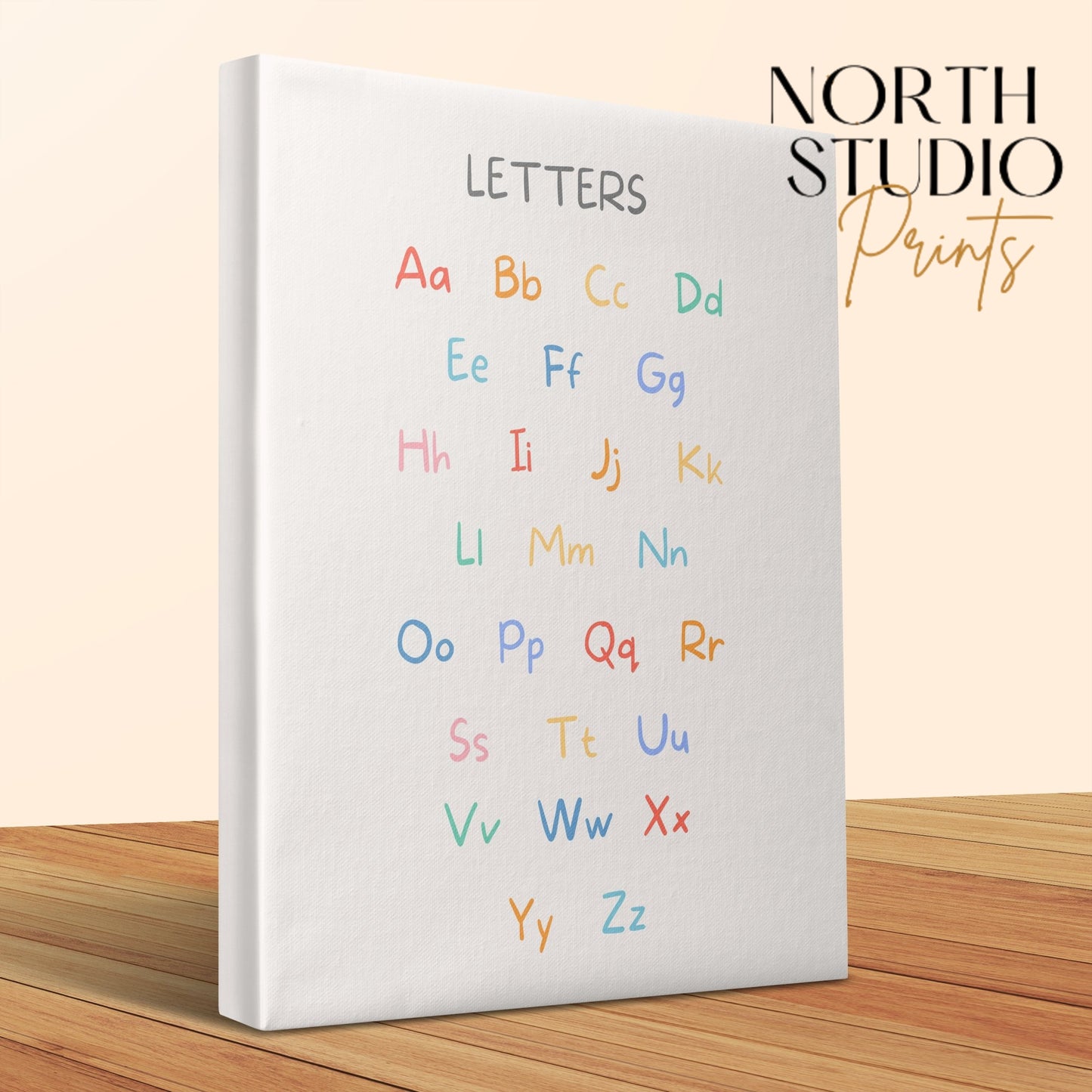 Premium Poster of Alphabet Letters Nursery Wall Art Colorful Canvas Wraps