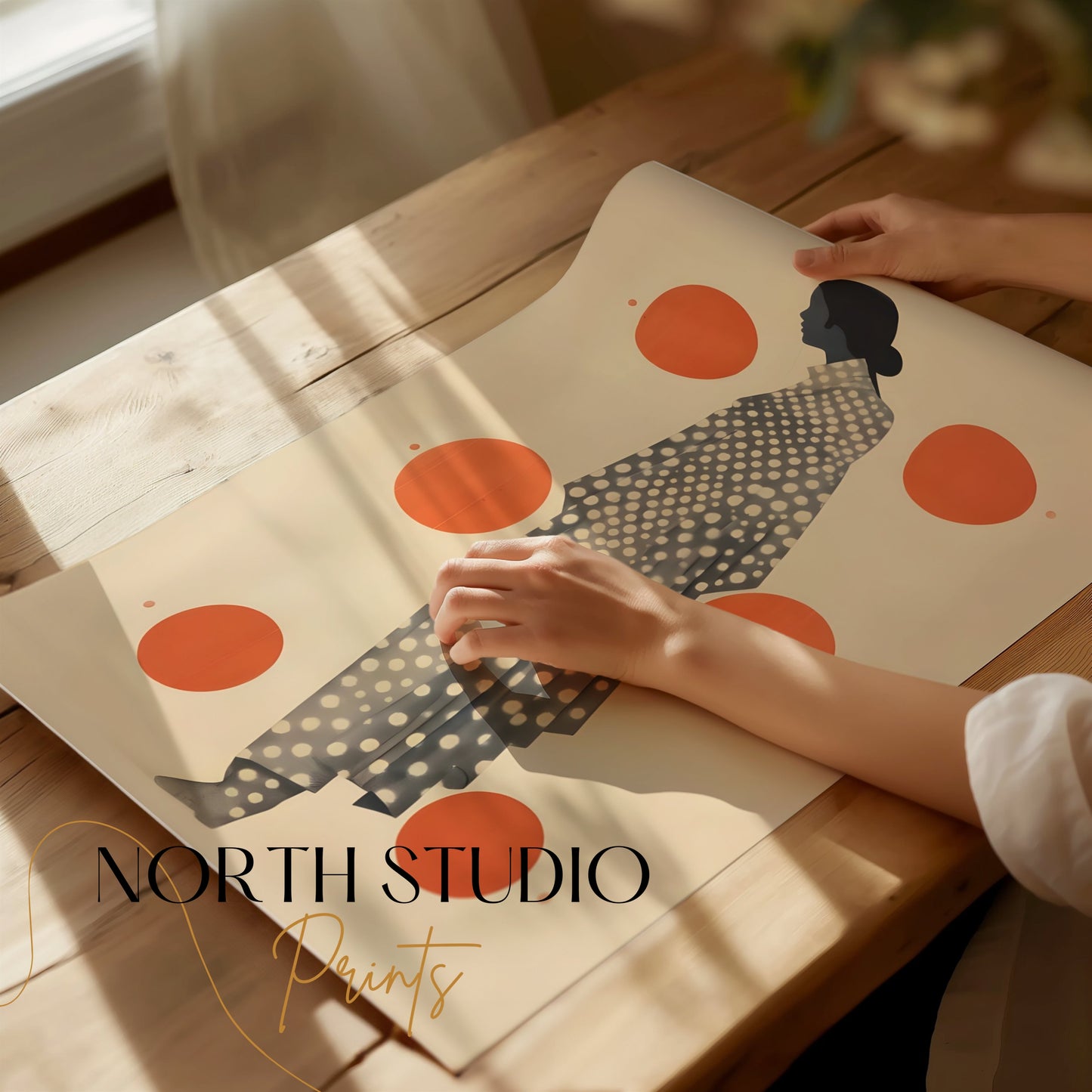 Premium Poster of Art silhouette with polka dots design print Posters