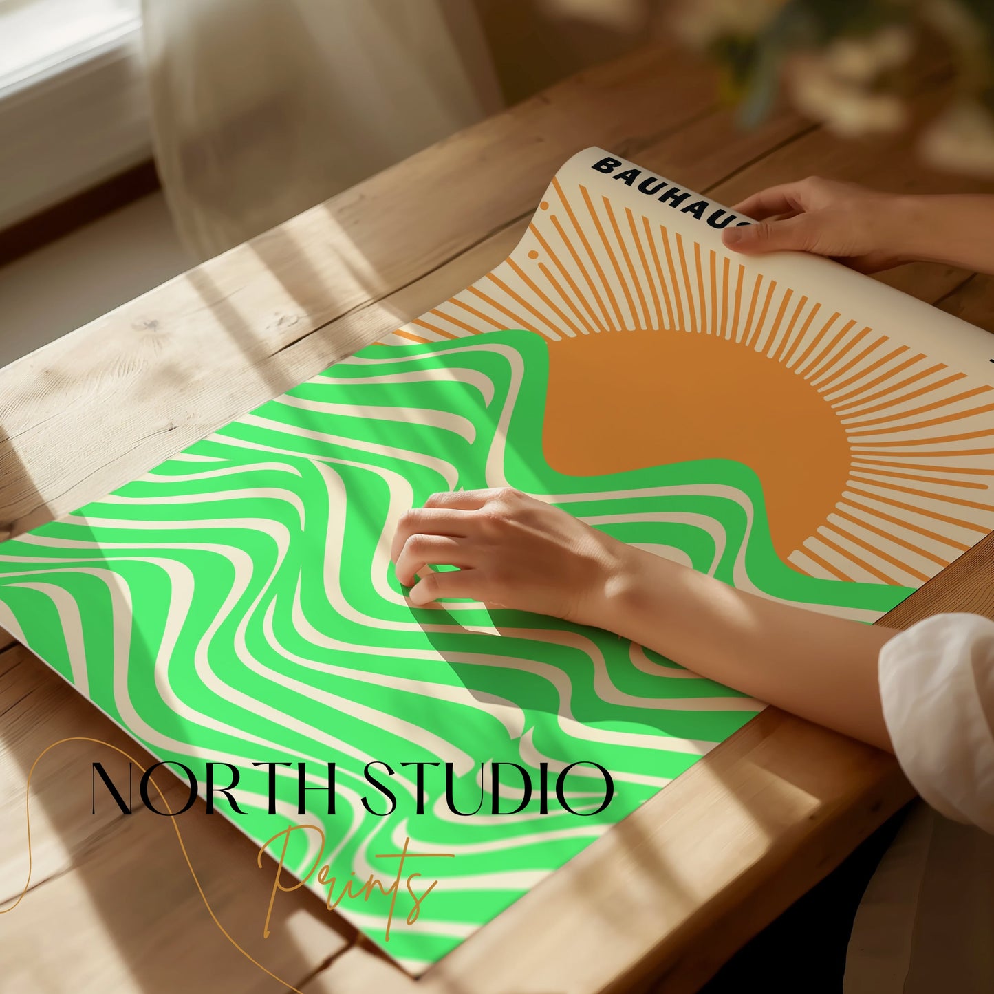 Premium Poster of Bauhaus 1923 Sun and Waves Vibrant Artwork Posters