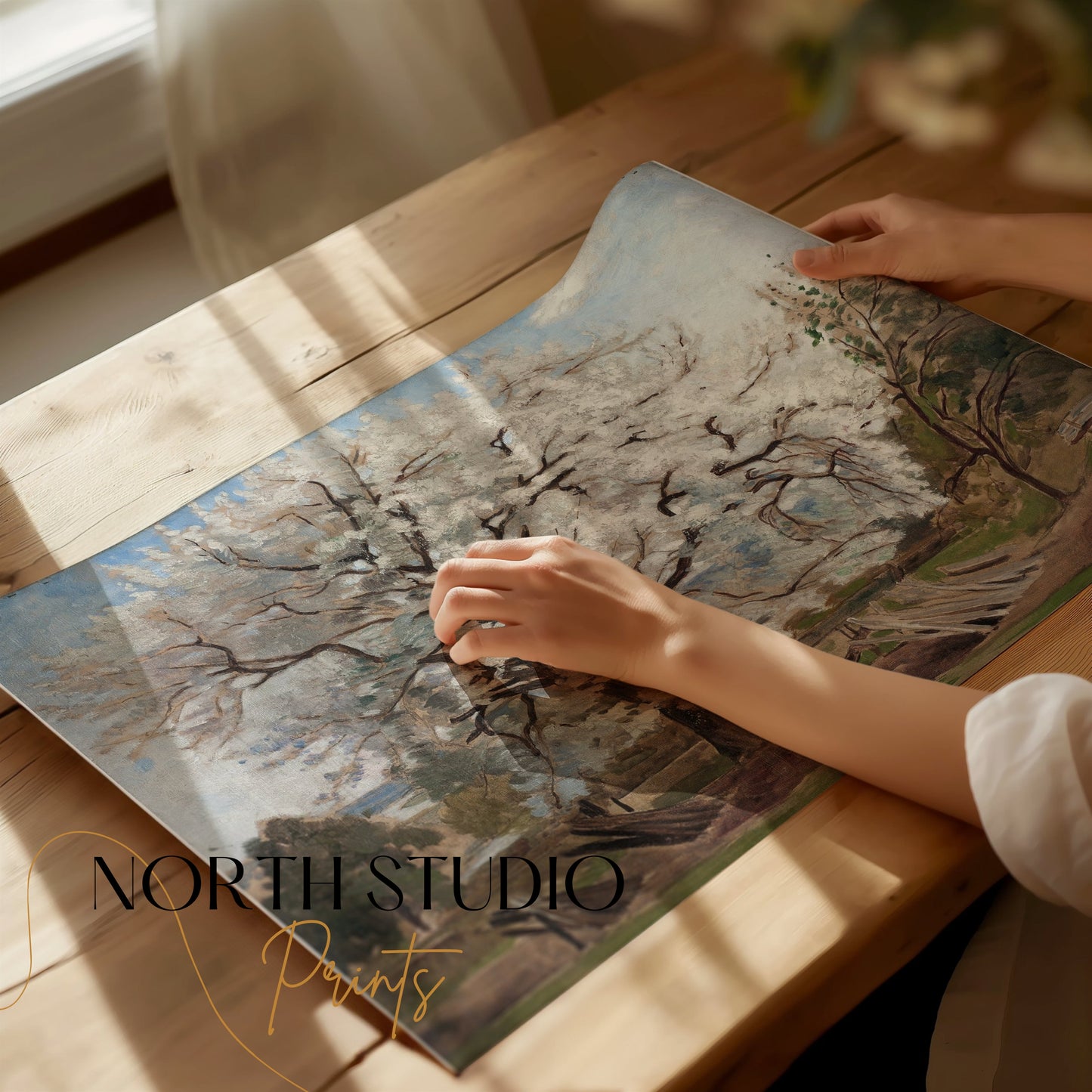 Premium Poster of Beautiful Blooming Tree in Countryside Artwork Posters