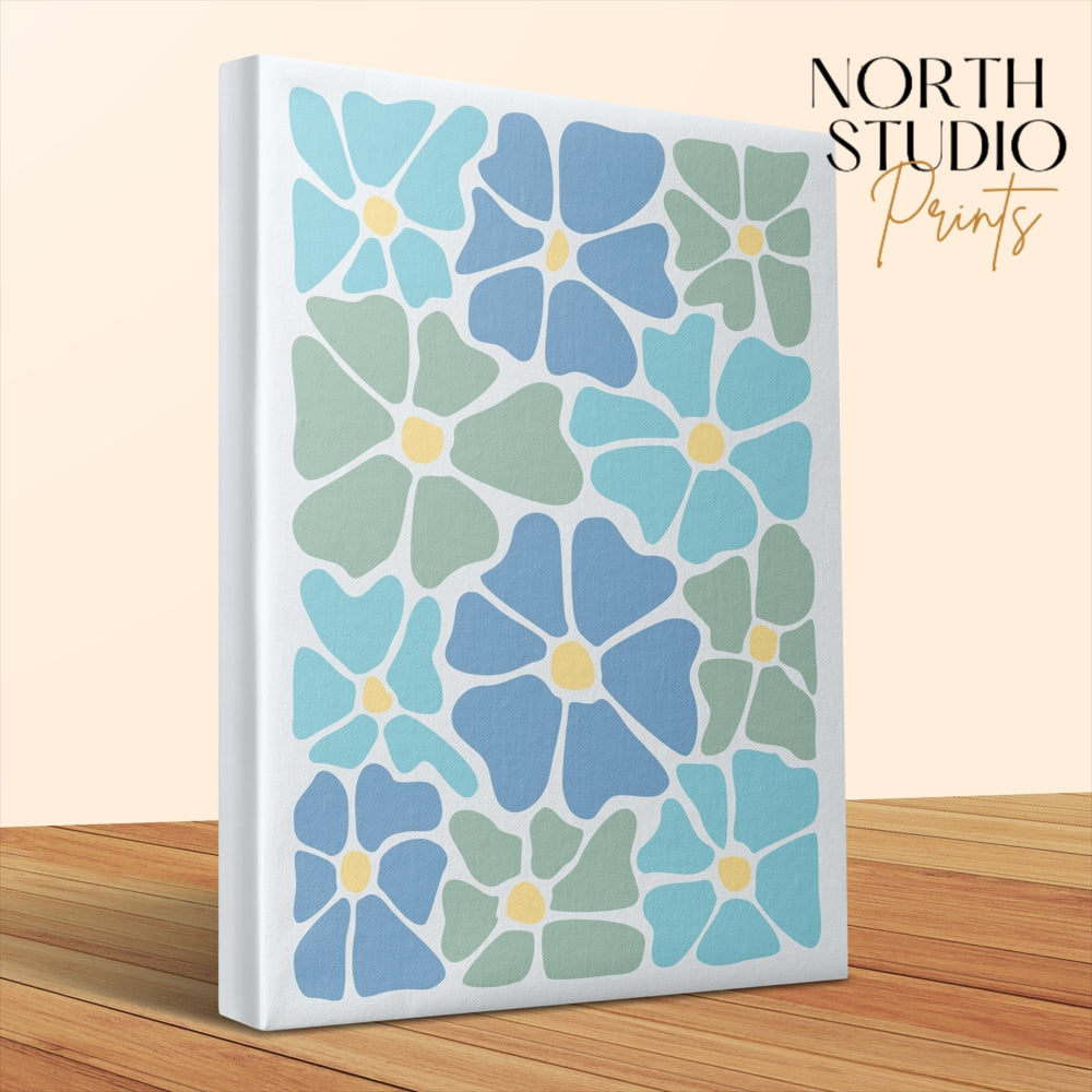 Premium Poster of Beautiful Blue and Green Floral Canvas Wraps