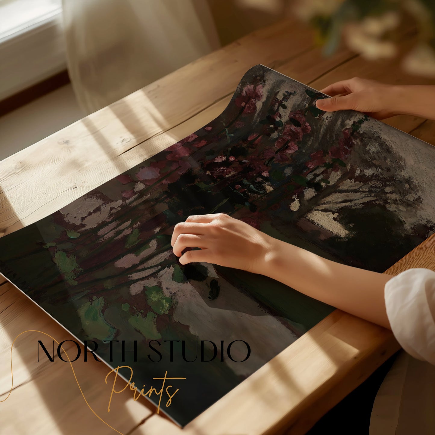 Premium Poster of Beautiful Garden Scene with Flowers Wall Art Posters