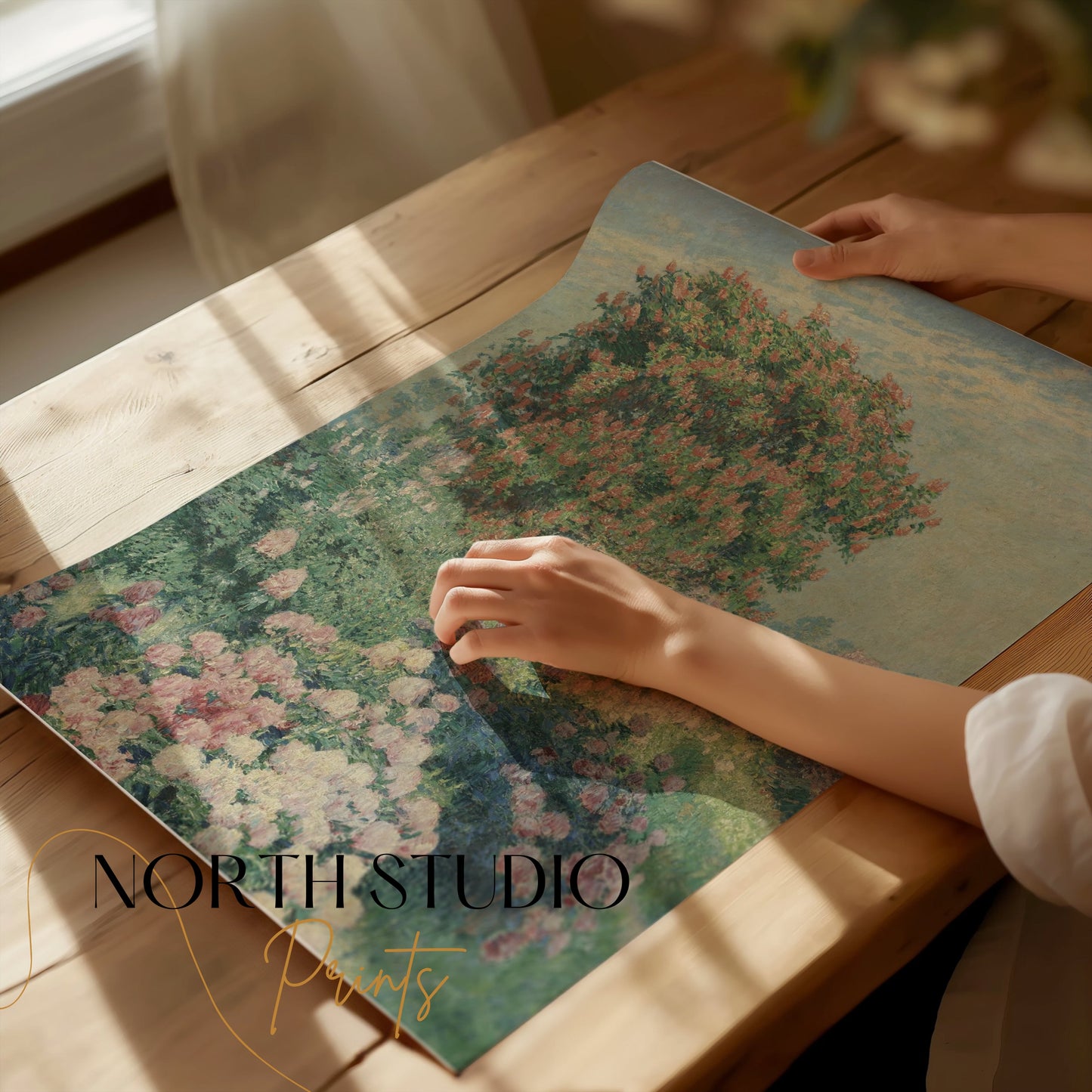 Premium Poster of Beautiful Impressionist Garden Scene Art Print Posters