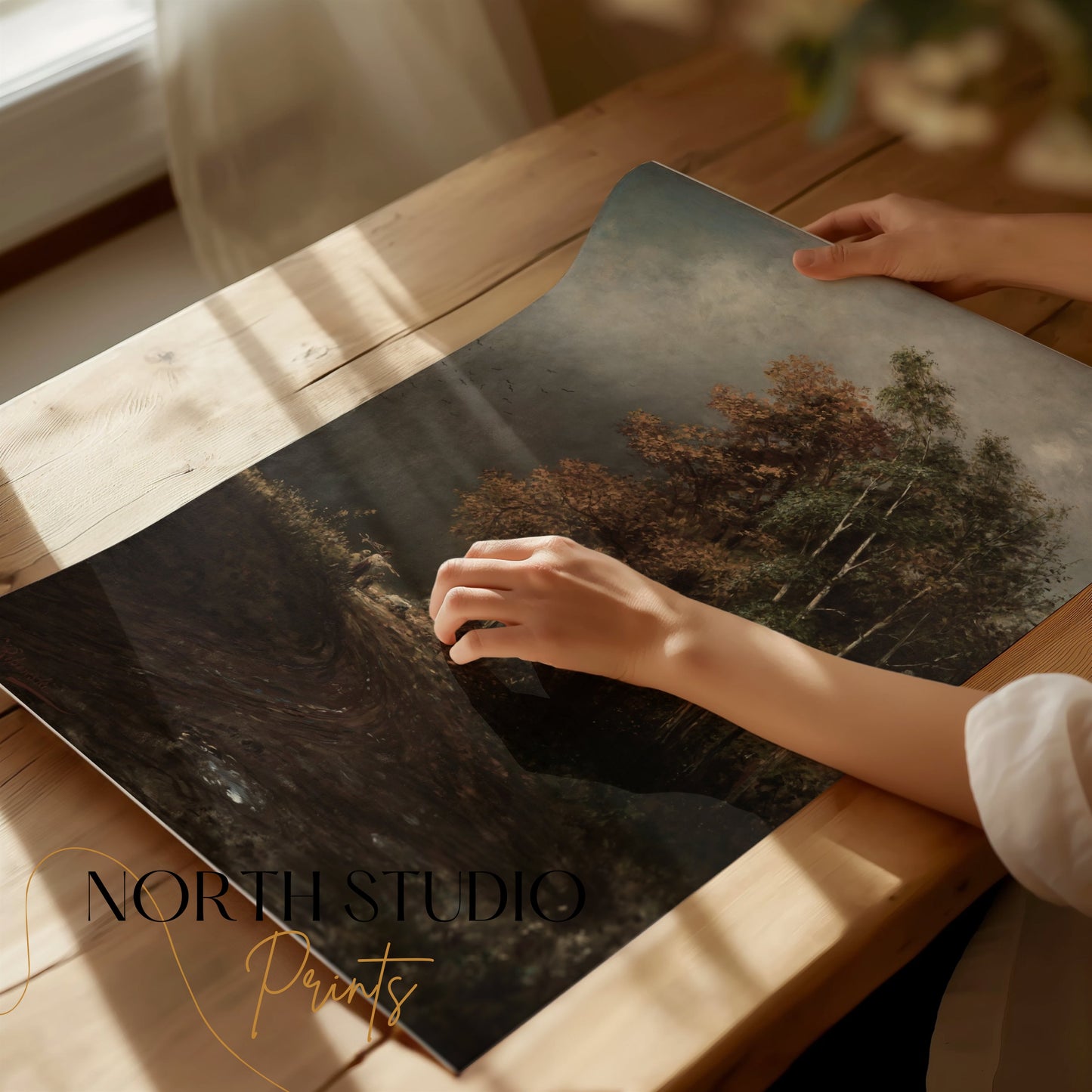 Premium Poster of Beautiful Landscape with Mist And Autumn Trees Posters