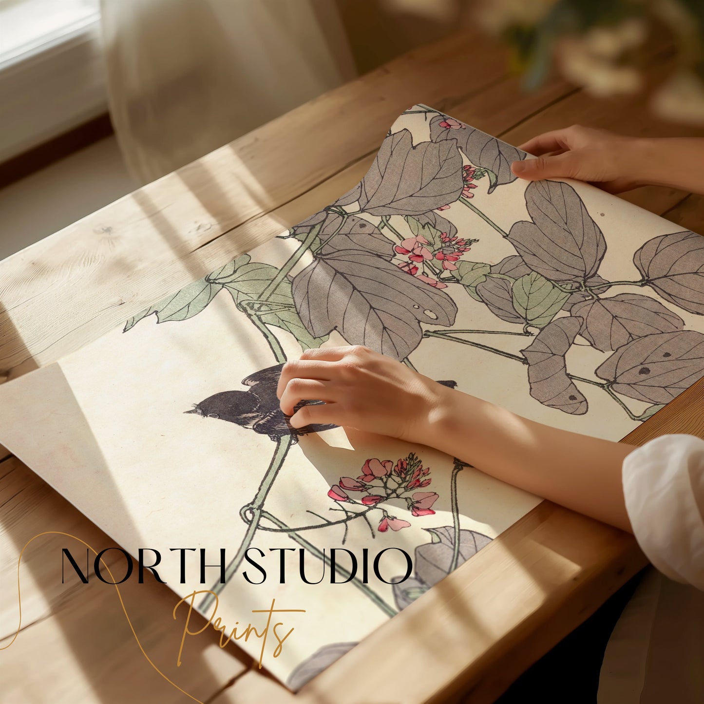 Premium Poster of Beautiful Nature Bird with Flowers Art Posters
