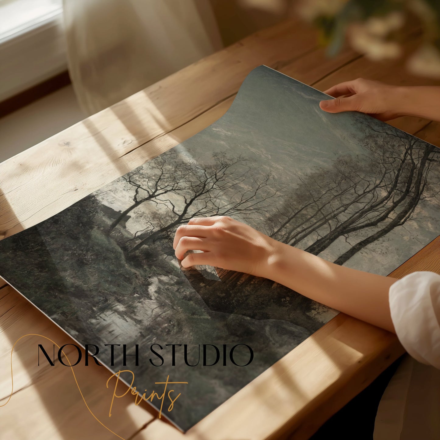 Premium Poster of Beautiful Scenic Landscape Park Stream Posters