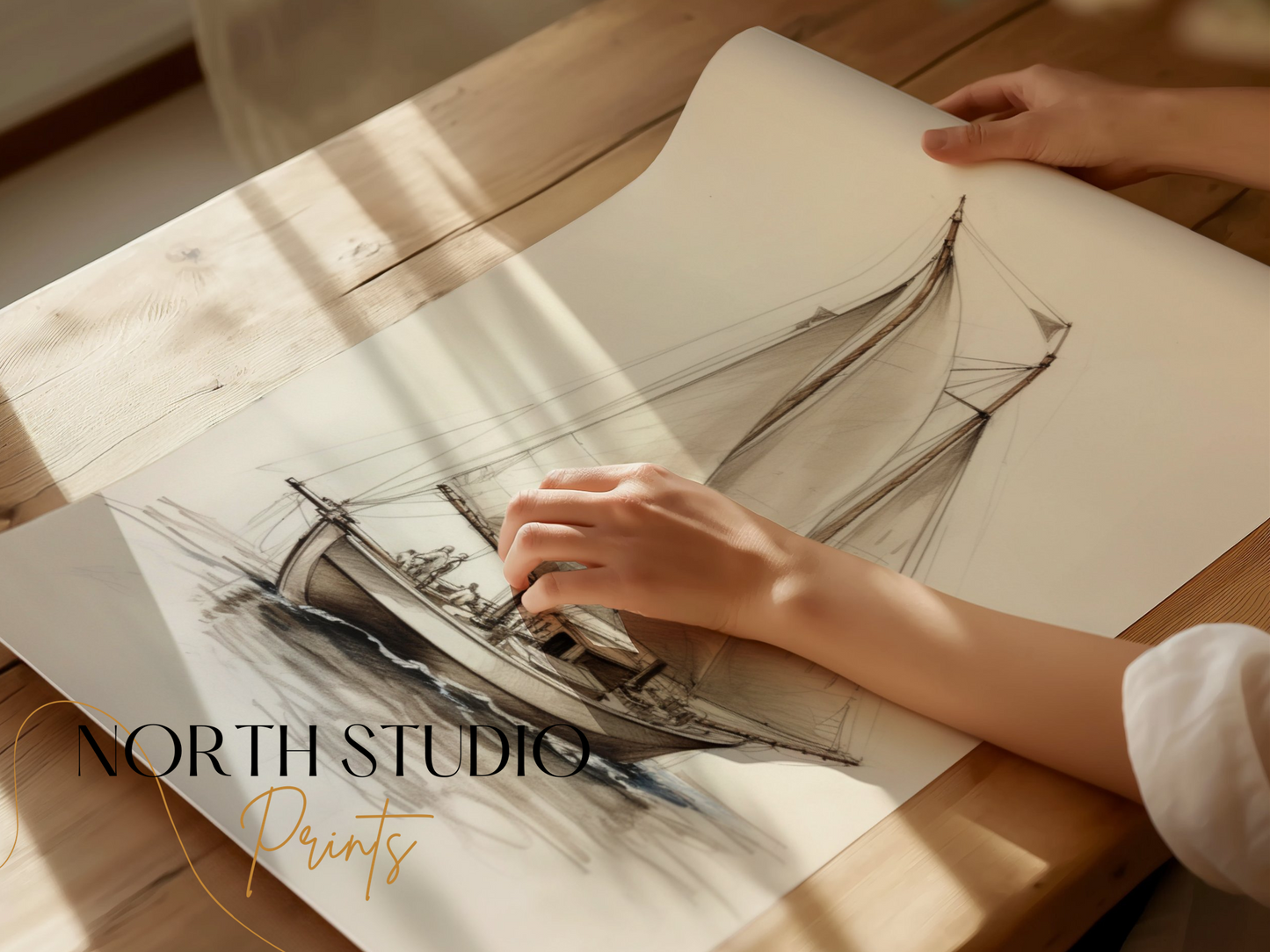 Premium Poster of Beautiful Sketch of a Sailboat Art Prints and Posters