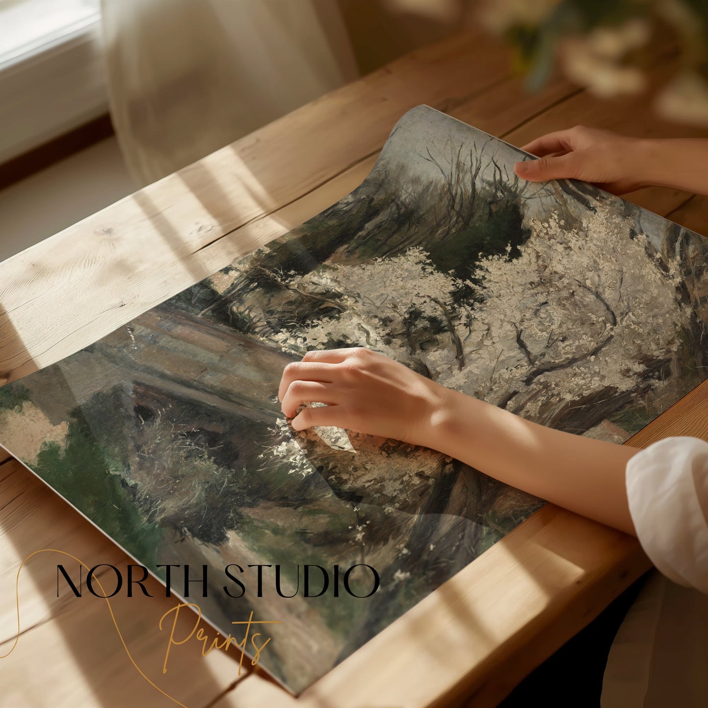 Premium Poster of Beautiful Spring Blossoms with Scenic Background Posters