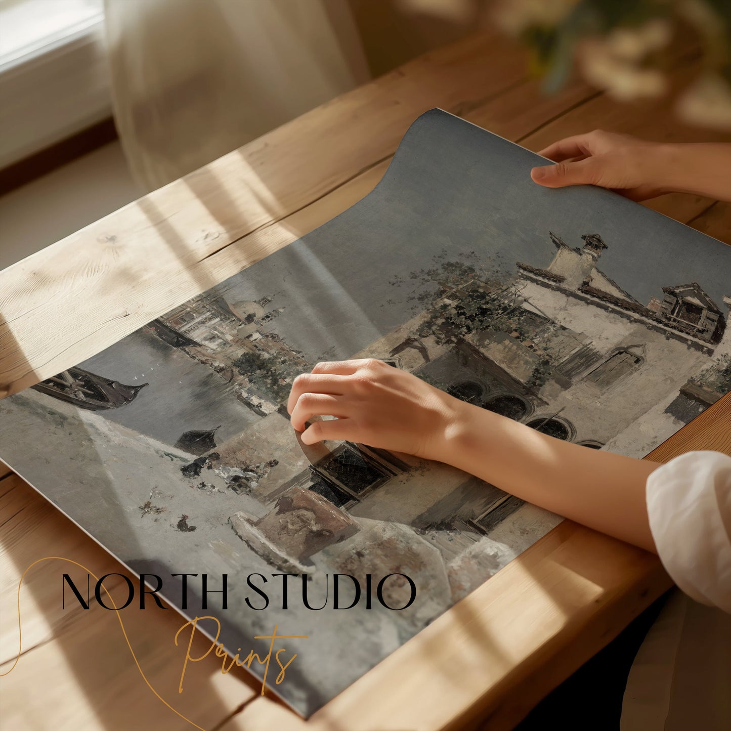 Premium Poster of Beautiful Tranquil Canal House Design Posters