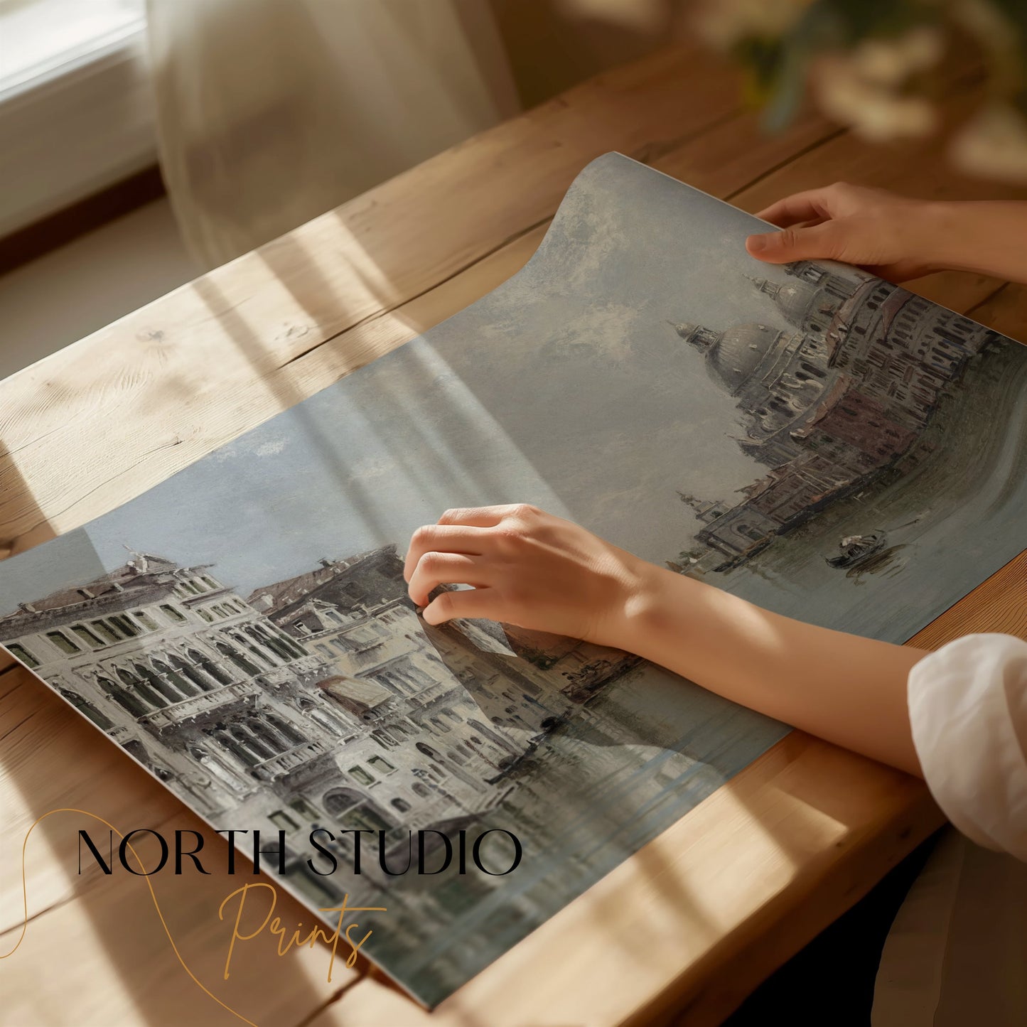Premium Poster of Beautiful Venice Canal Scene with Gondolas Posters
