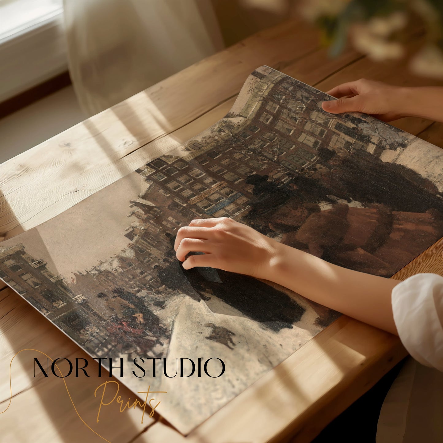 Premium Poster of Beautiful Winter Scene With People Posters