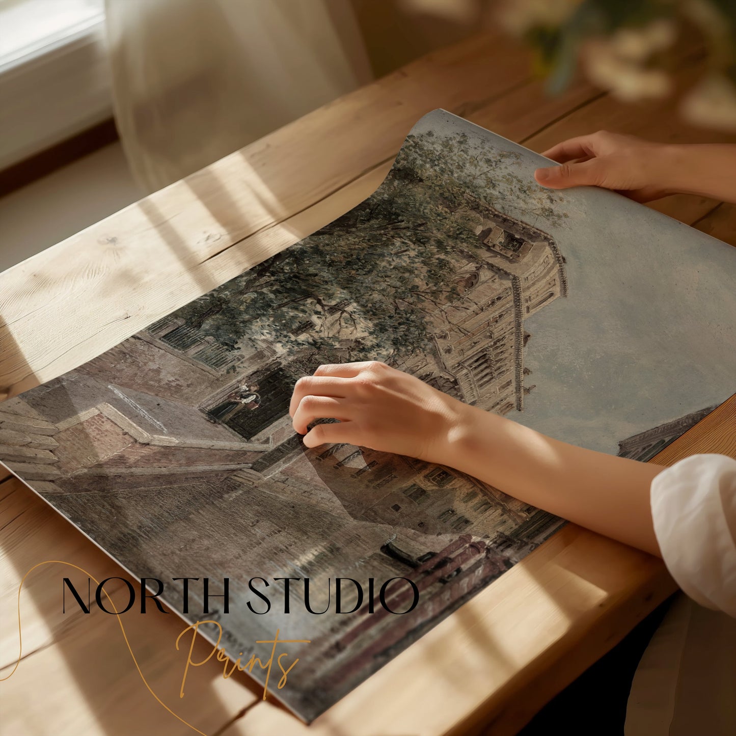Premium Poster of Charming Classic Canal Cityscape Artwork Posters