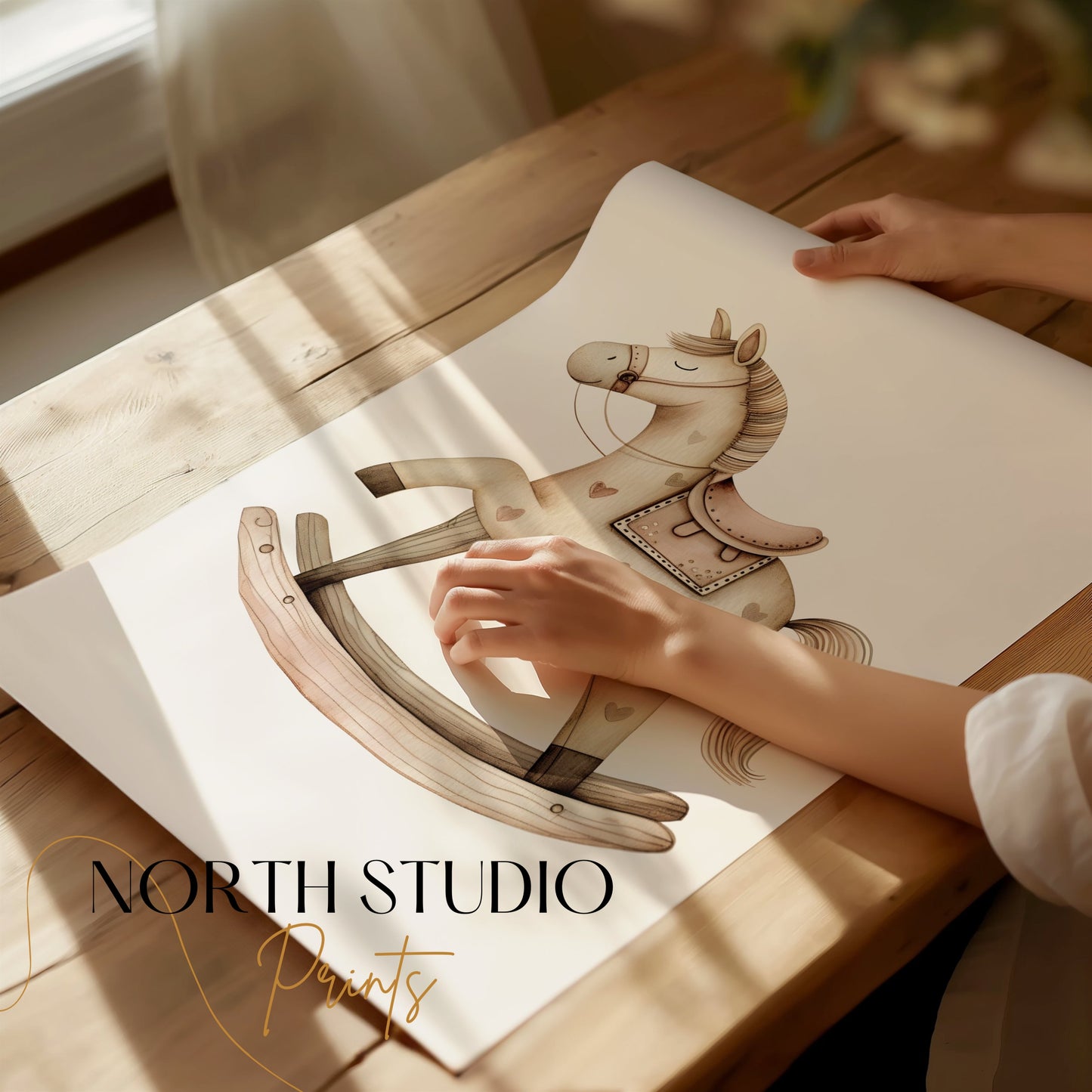 Premium Poster of Charming Vintage Rocking Horse Nursery Art Posters