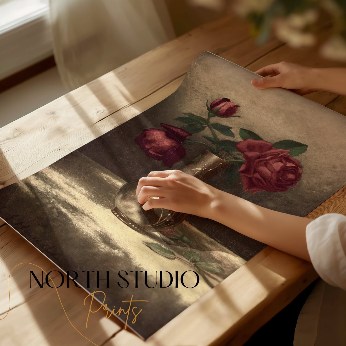 Premium Poster of Classic Still Life with Red Roses Art Poster