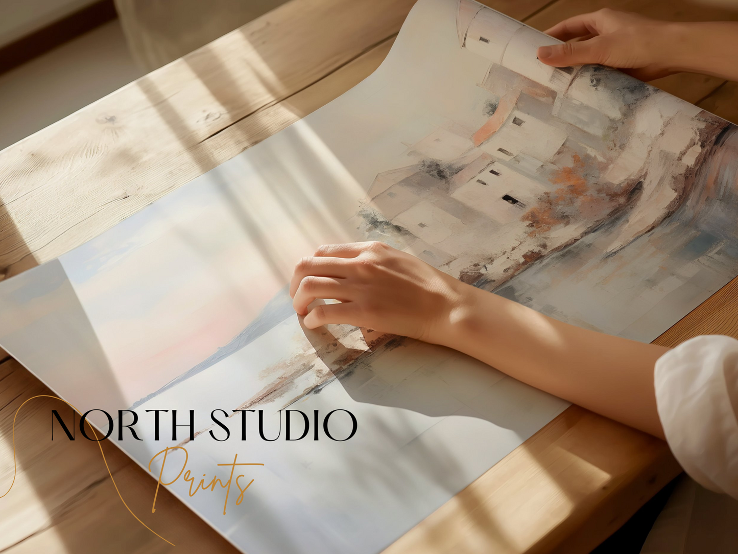 Premium Poster of Coastal Village Scenic Landscape Wall Art Posters