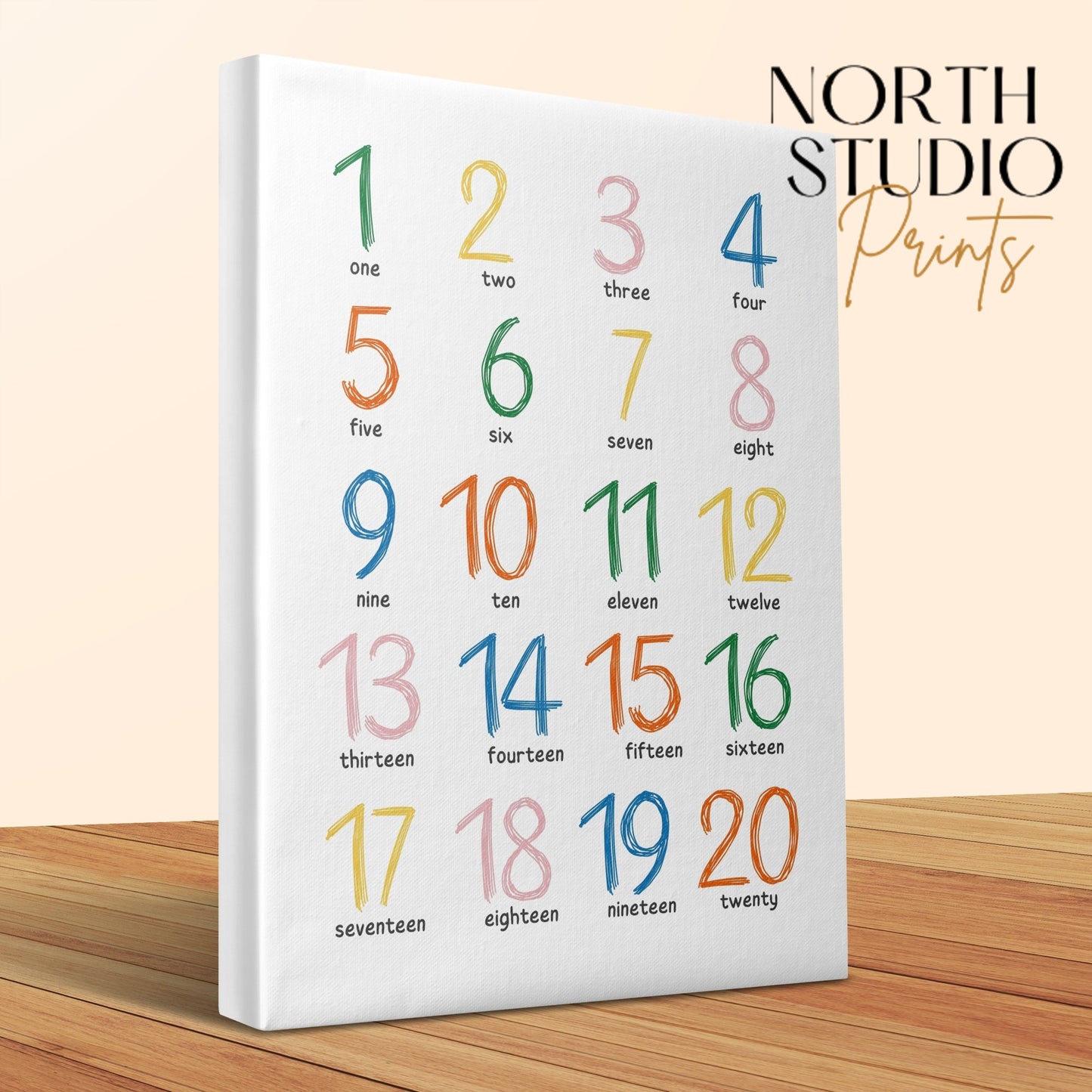 Premium Poster of Colorful Number Chart Nursery Wall Art Canvas Wraps