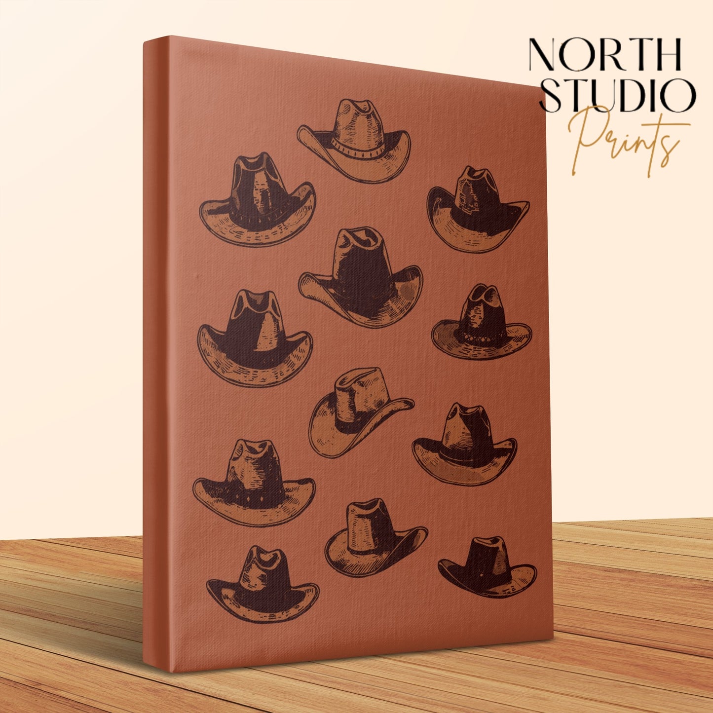 Premium Poster of Cowboy Hats Vintage Style Wall Art Canvas Wraps