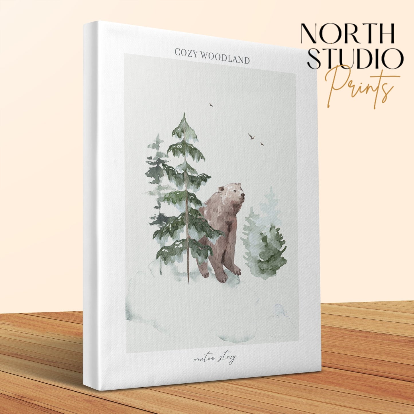 Premium Poster of Cozy Woodland Winter Story Nursery Canvas Wraps