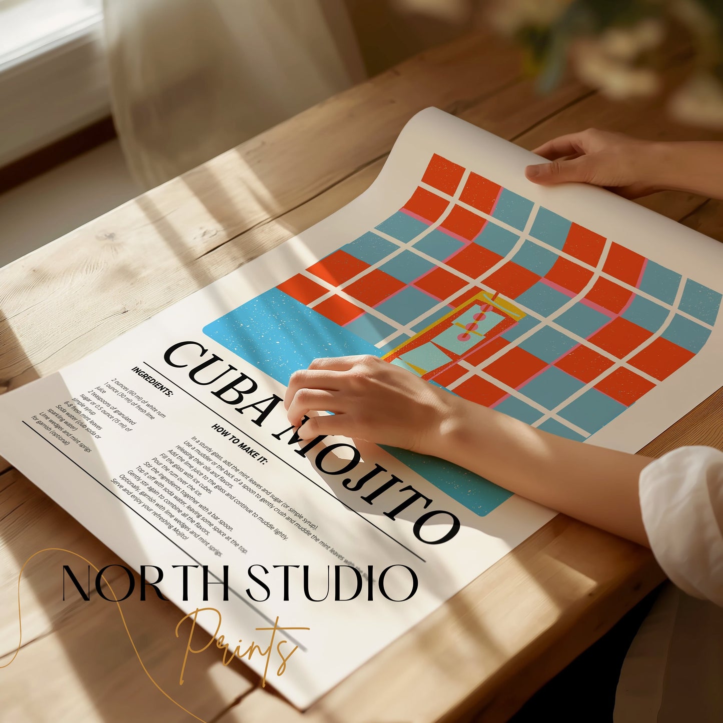 Premium Poster of Cuba Mojito Cocktail Recipe Decorative Wall Posters