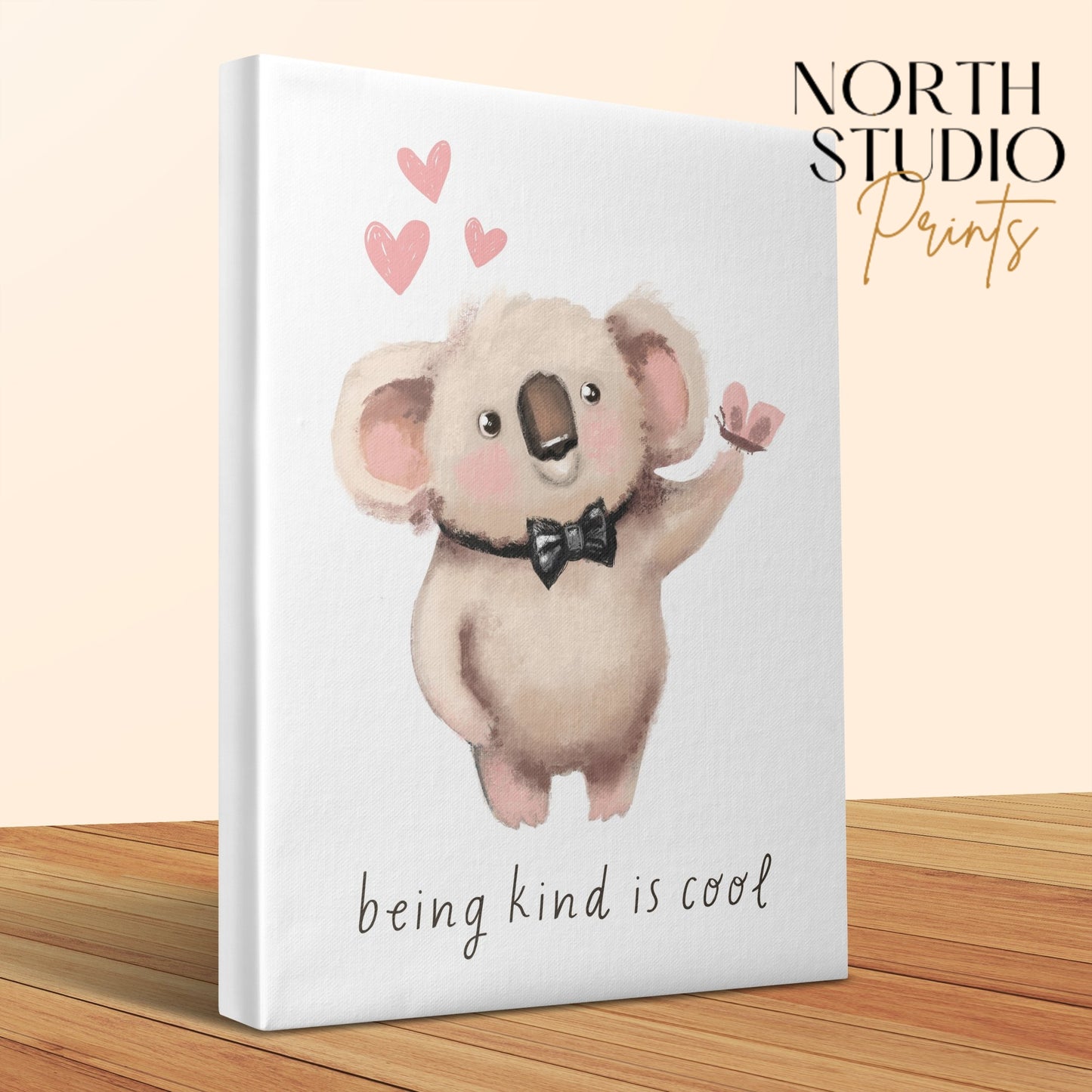 Premium Poster of Cute Koala with Bowtie Quote Nursery Canvas Wraps