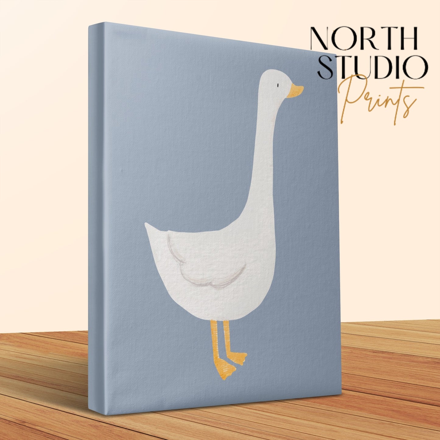 Premium Poster of Cute White Goose Illustration Nursery Wall Art Canvas Wraps