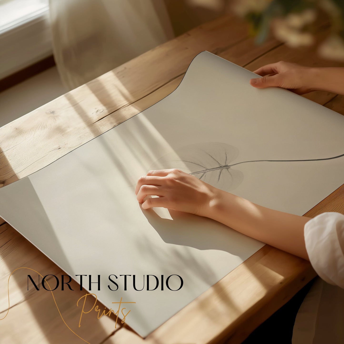Premium Poster of Delicate Leaf with Abstract Background Art Posters