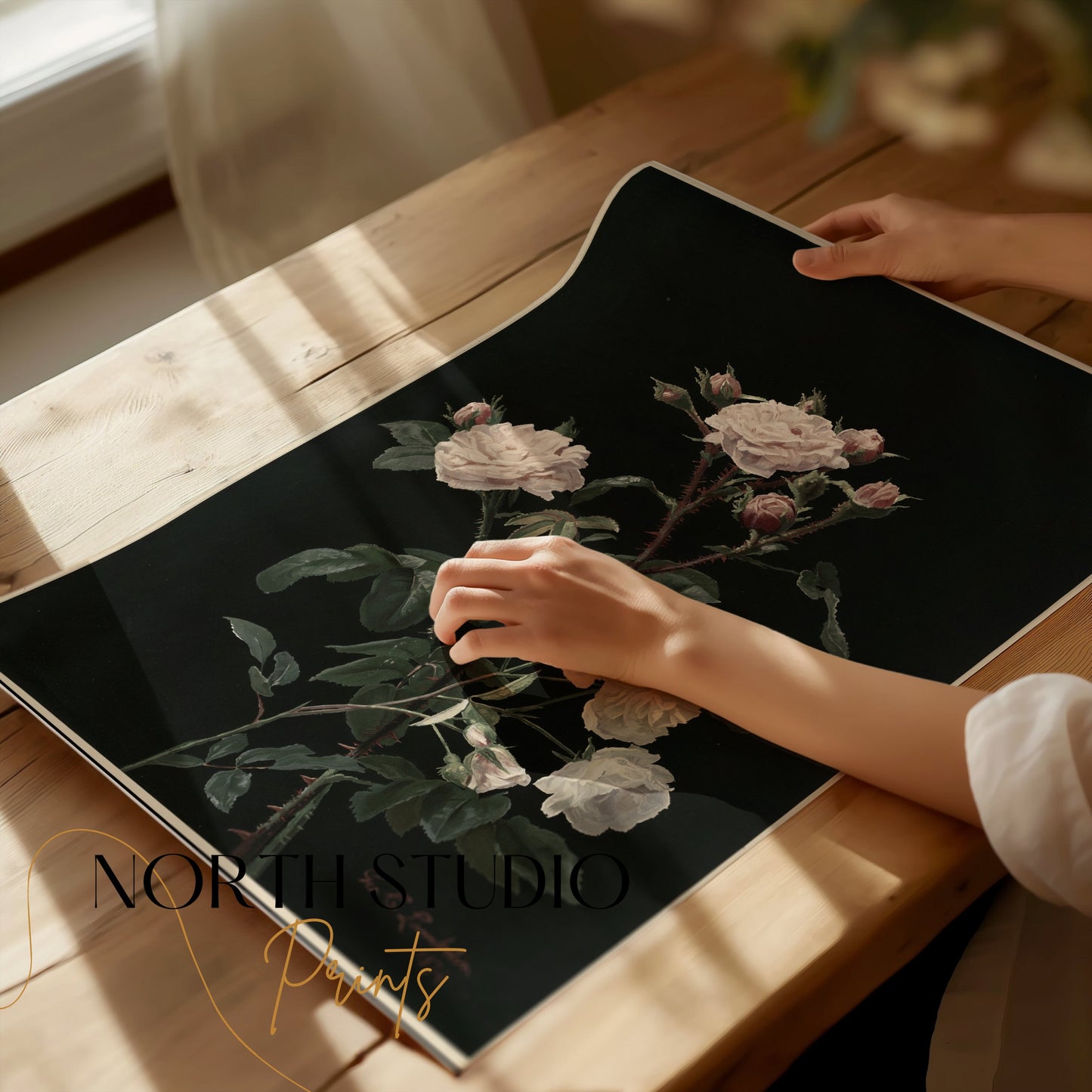Premium Poster of Elegant Blossoming Floral Bouquet Set On Black Posters
