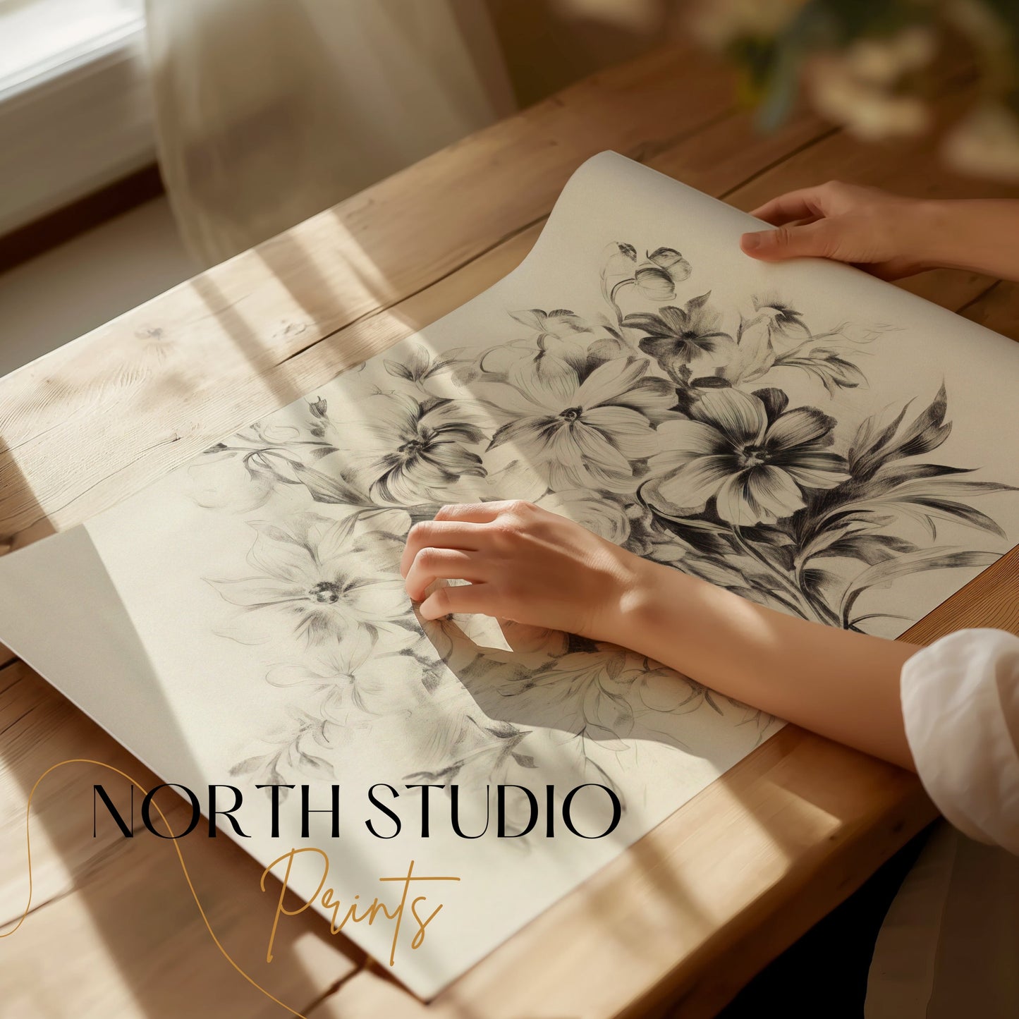 Premium Poster of Elegant Bouquet of Flowers Art Sketch Posters