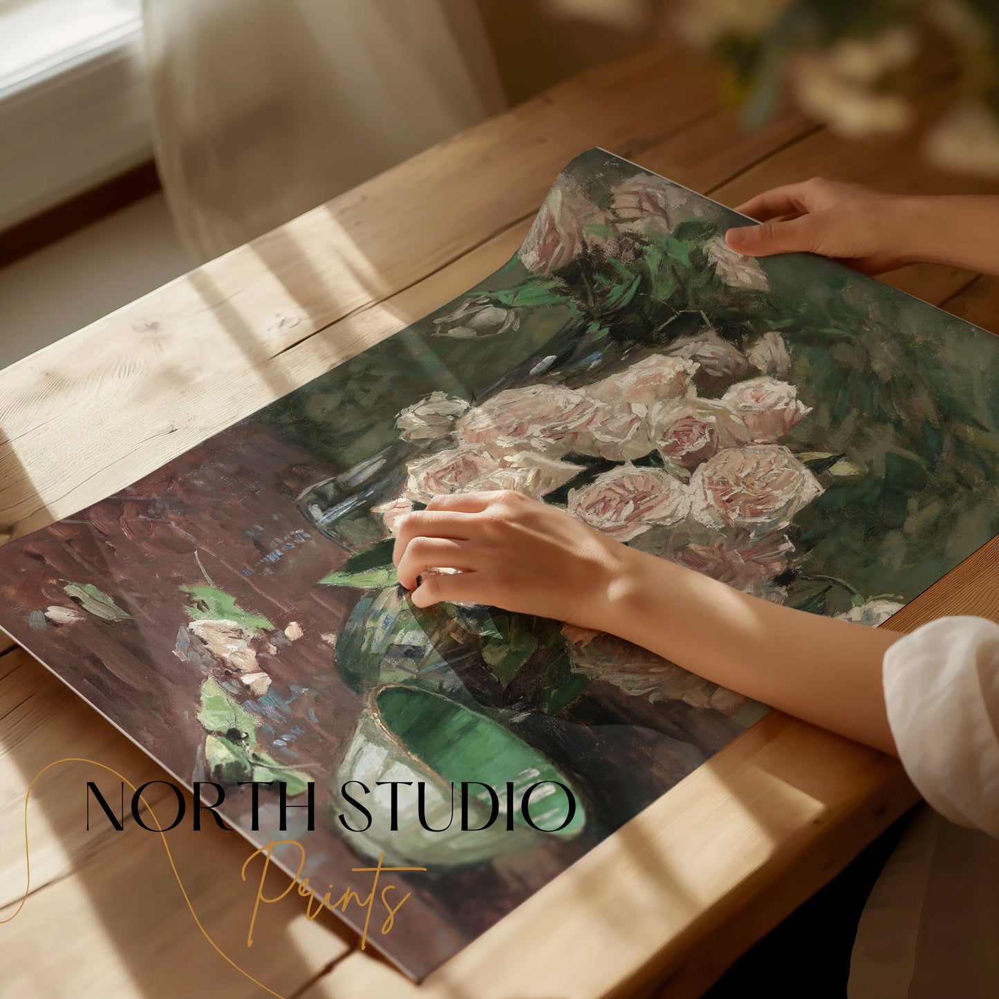 Premium Poster of Elegant Floral Arrangement with White Roses Posters