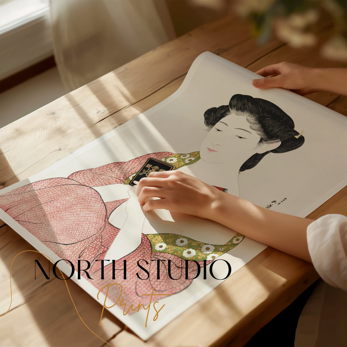 Premium Poster of Elegant Japanese Woman in Traditional Kimono Posters