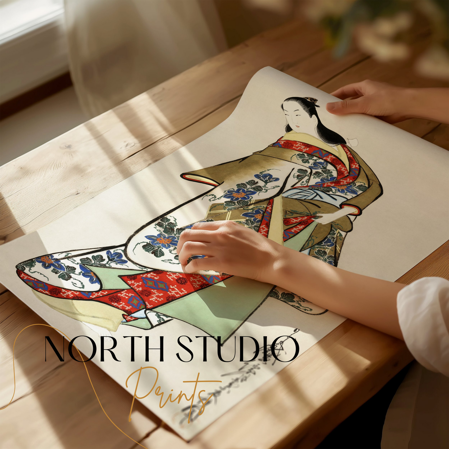 Premium Poster of Elegant Traditional Japanese Kimono Wall Art Posters