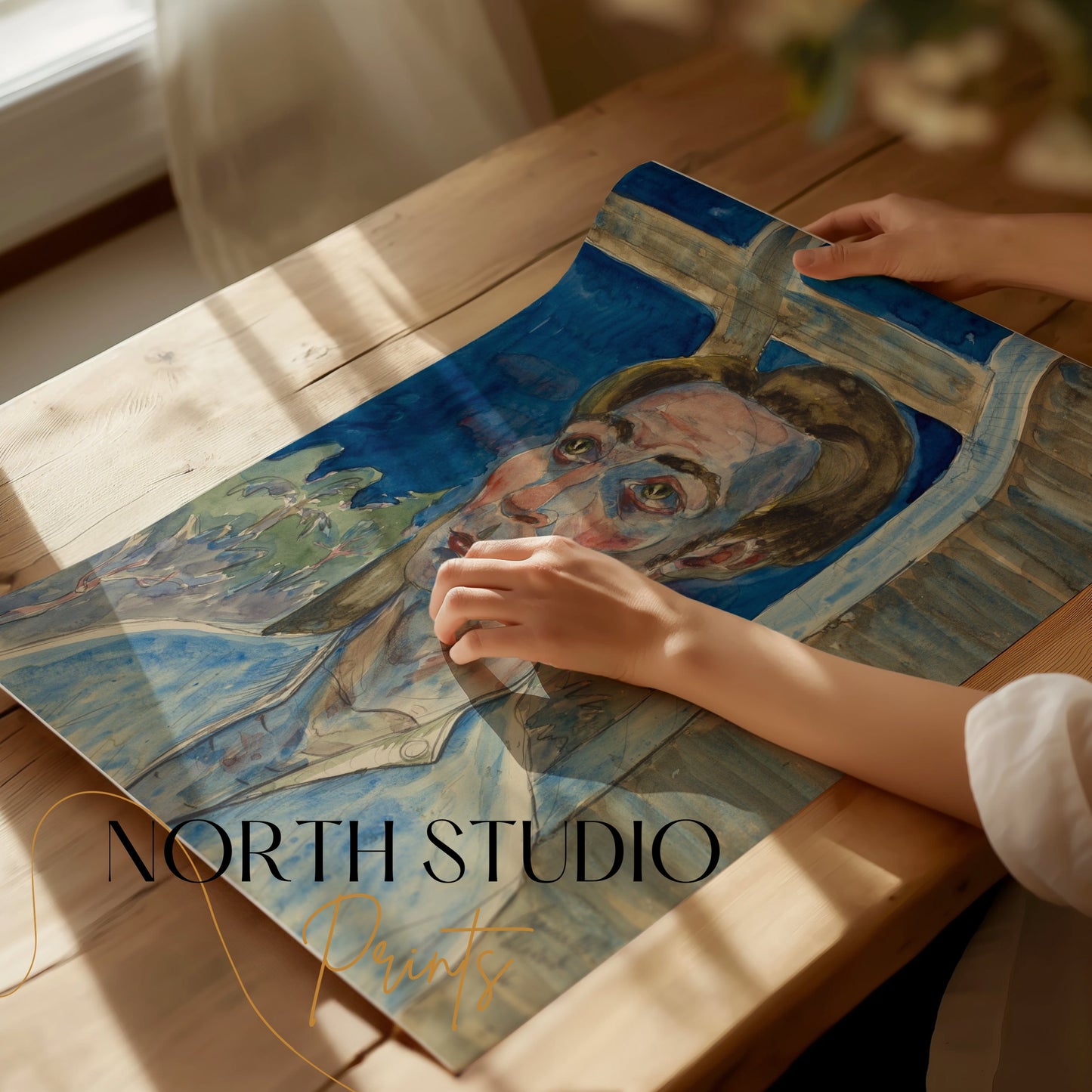 Premium Poster of Expressive Portrait of a Man by Window Art Posters