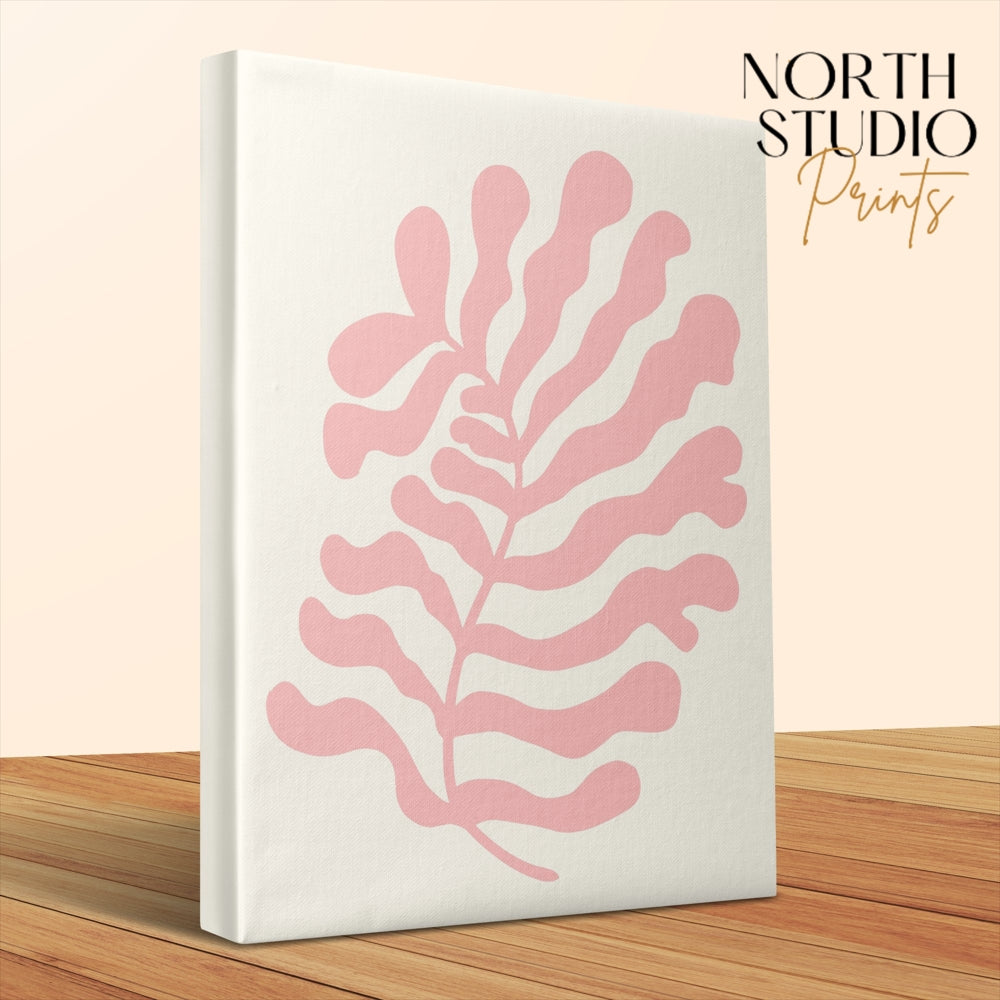 Premium Poster of Floral Wall Art Pink Leaf Design Canvas Wraps