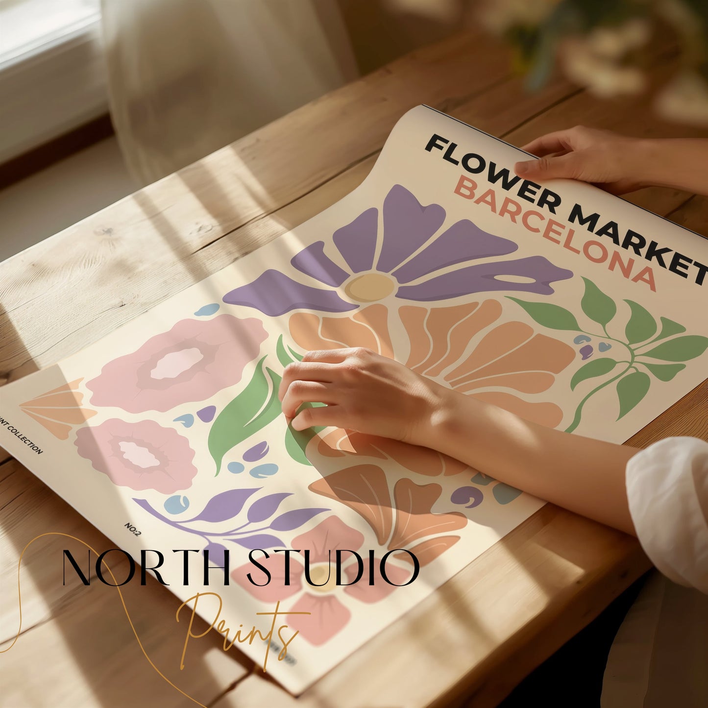 Premium Poster of Flower Market Barcelona Botanical Art Print Posters