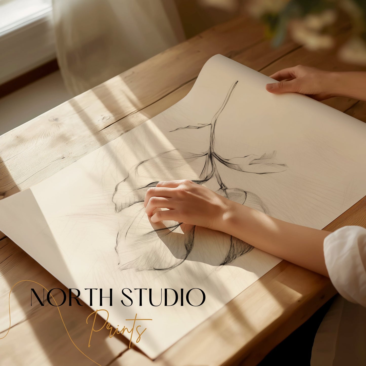 Premium Poster of Hand-Drawn Artistic Leaf Sketch Wall Art Posters