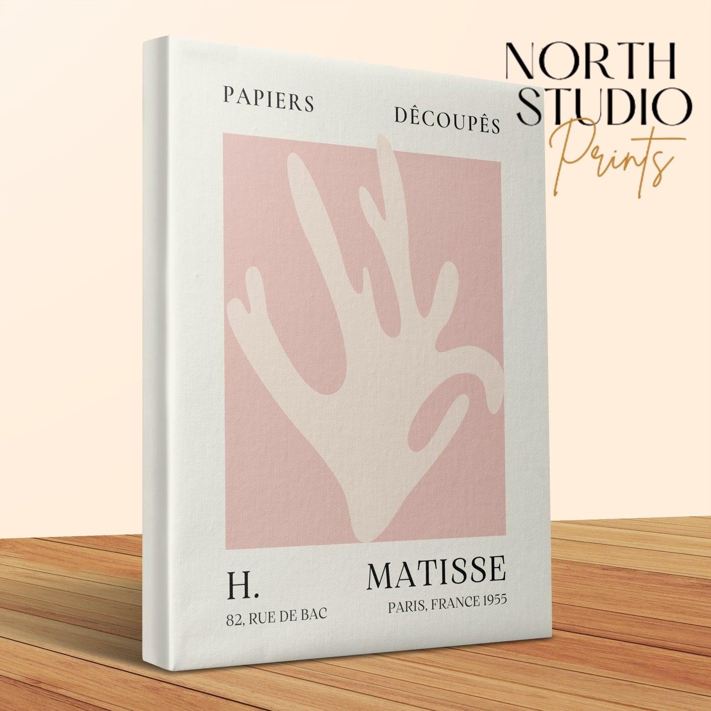 Henri Matisse Papiers Decoupes canvas wrap close-up showcasing its textured finish and abstract design, branded by North Studio Prints.