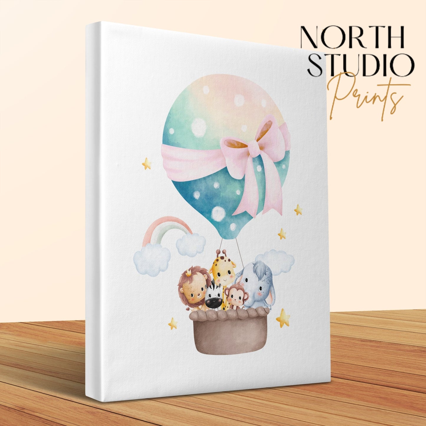 Premium Poster of Hot Air Balloon Safari Friends Nursery Canvas Wraps