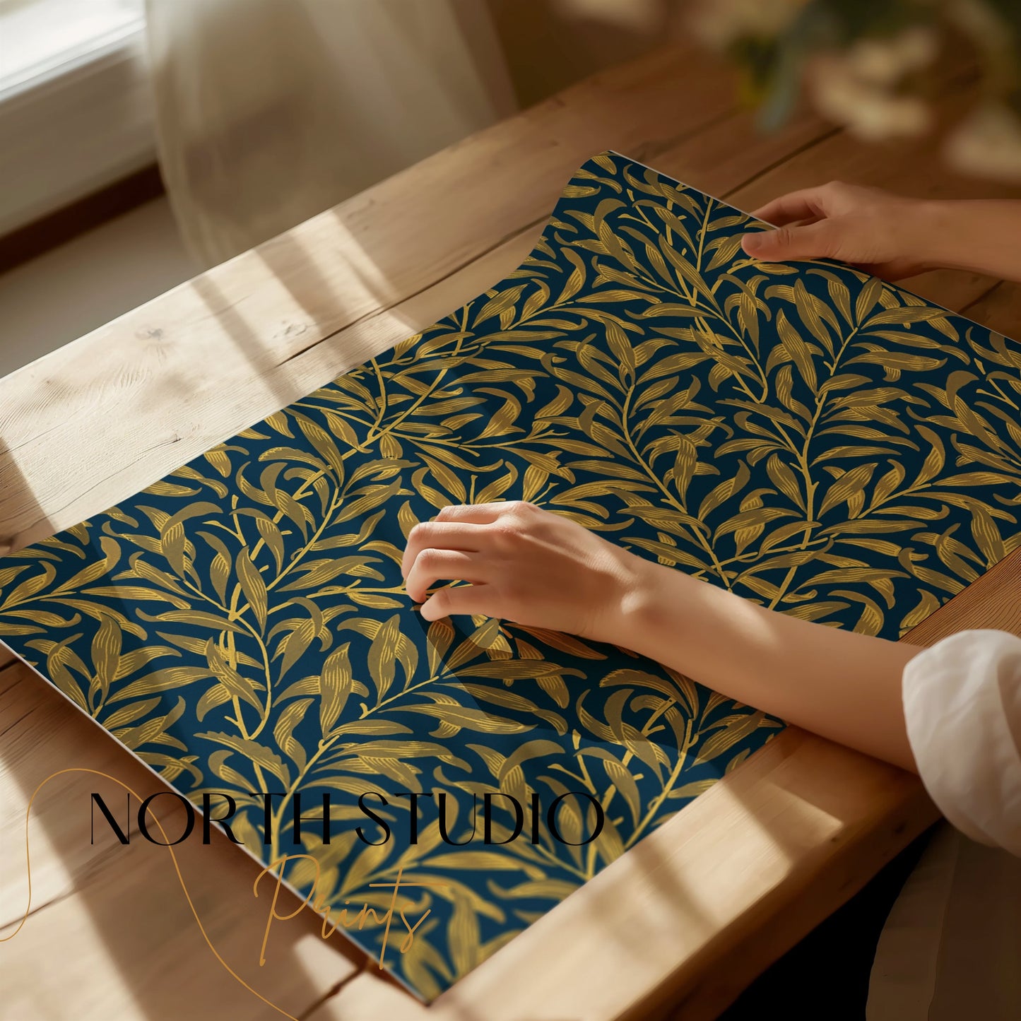 Premium Poster of Intricate Golden Leaves Pattern William Morris Posters