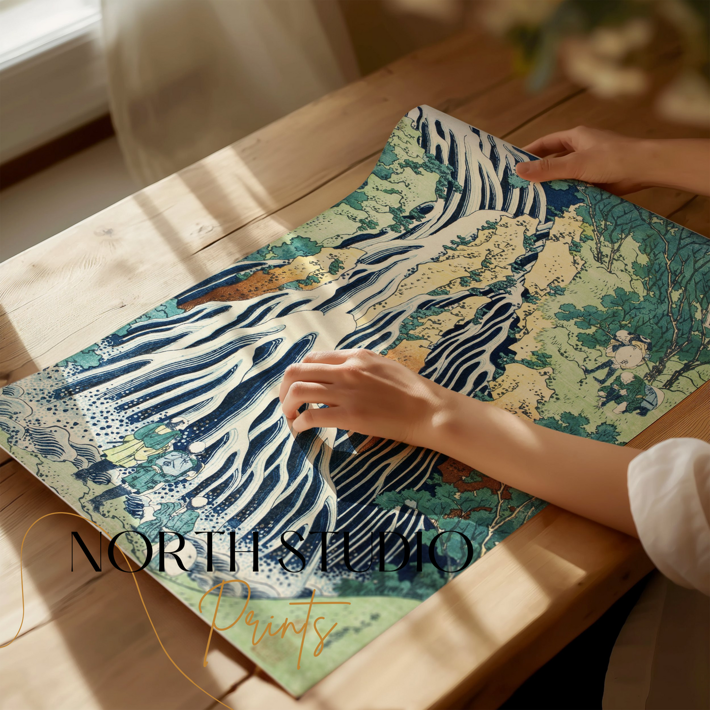 Premium Poster of Japanese Waterfall Art Ukiyo e Painting Style Posters