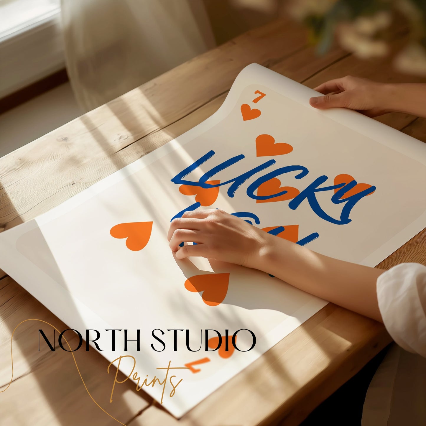 Premium Poster of Lucky You Seven of Hearts Playing Card Posters